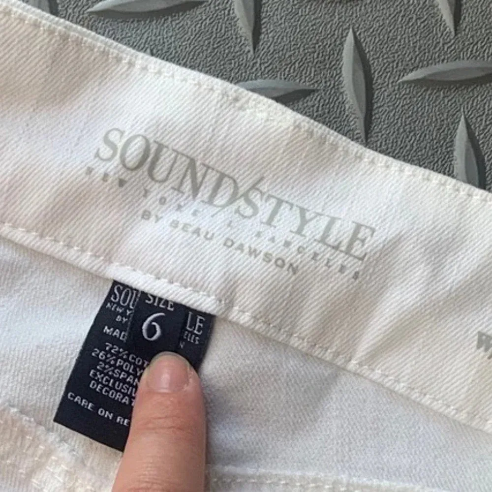 Sound style white jeans tan embroidery skinny boho NWT $78 casual contemporary Size 28 - Image 4