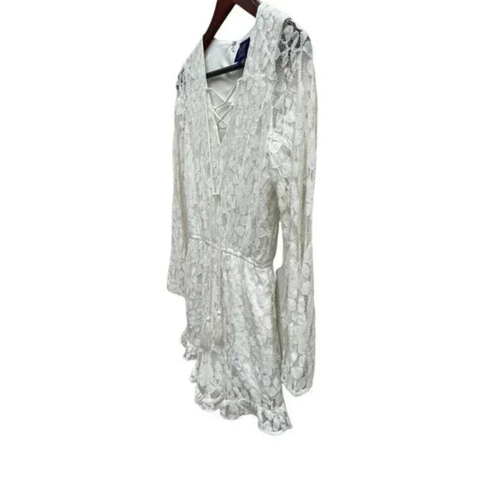 Disney Beauty And The Beast Sz S Lined Romper Playsuit White Lace Bell Sleeves‍‎ - Image 3