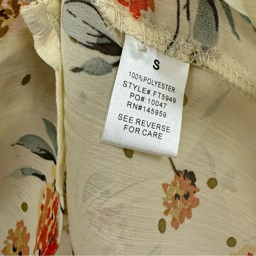 Dress Forum Cream Floral Blouse Womens Small Boho Cottage Core Romantic Shirt - Image 6