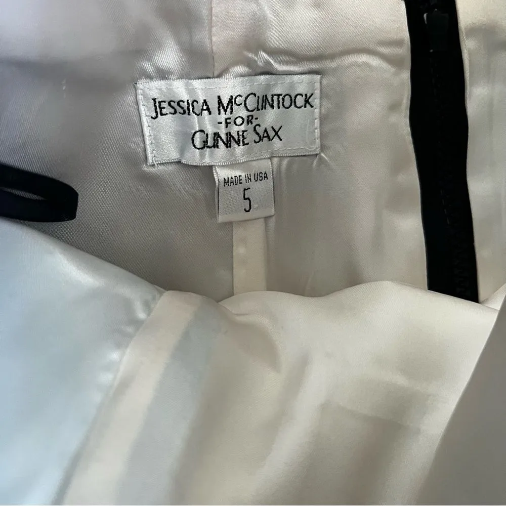 VTG Jessica McClintock for Gunne Sax 2 Piece Formal Satin Dress Side Slit - Image 9