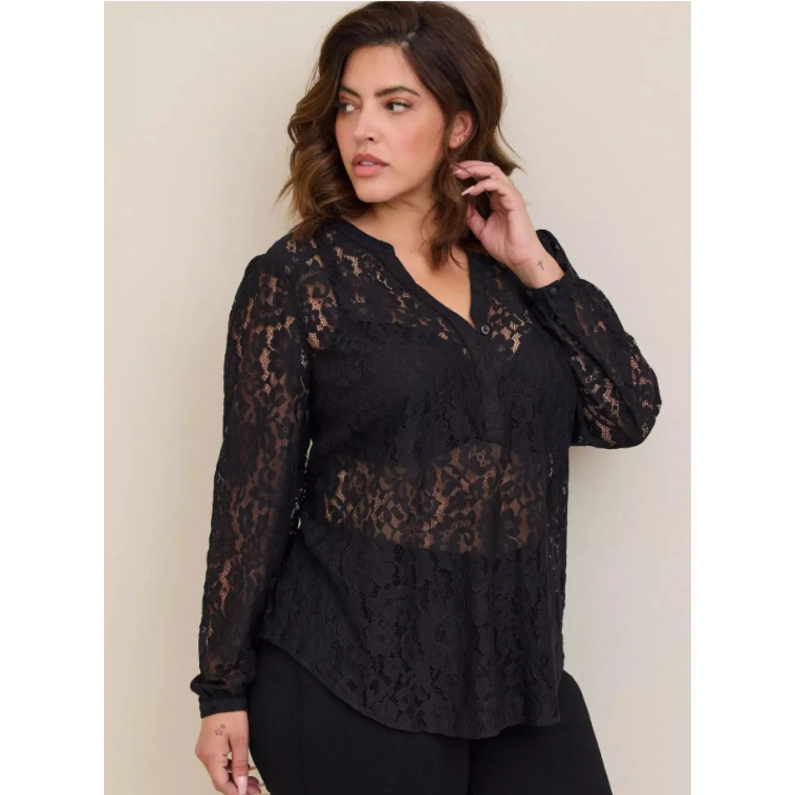 Torrid Harper Lace Pullover Flowy Romantic Cottagecore Grunge Goth Blouse Sz 3 - Image 11