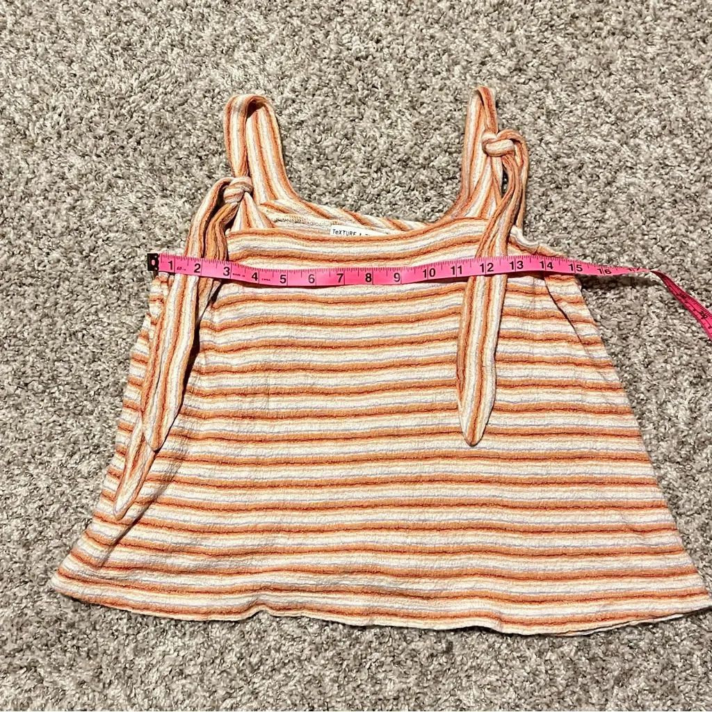 Madewell Texture and Thread Fall Boho Orange Stripe Square Neck Top Size Small - Image 5