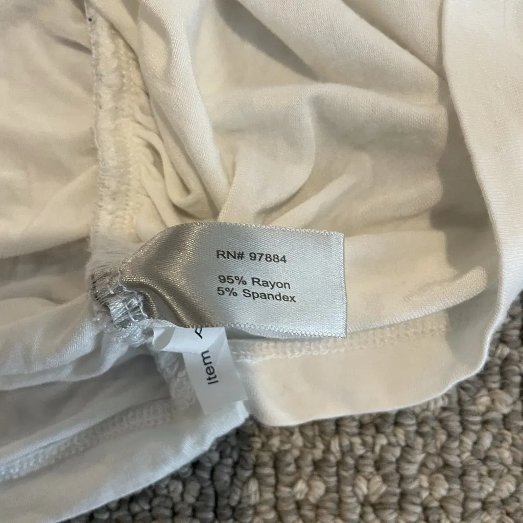 Boston Proper Shirt Womens Medium White Cap Sleeve Ruched Tunic Stretch Long Slv - Image 4