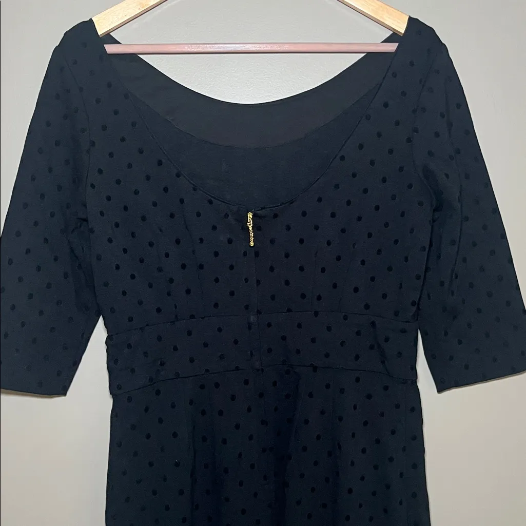 Kate Spade Magdalena Black Polka Dot Dress with Bow Detail at Waist Size 10 - Image 6