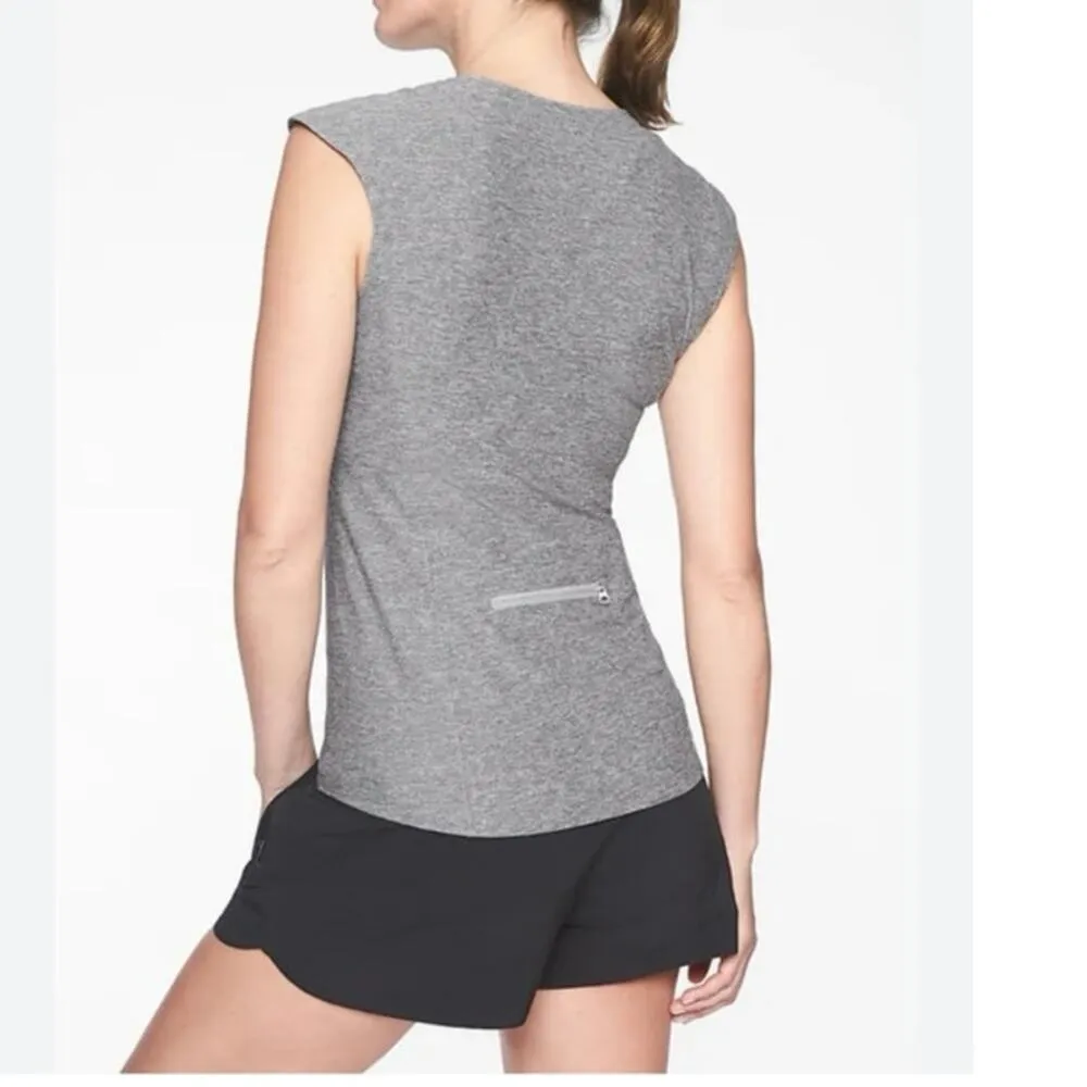Athleta XLT Pacifica Wrap Front Heather Gray Tank Zip Neckline - Image 4