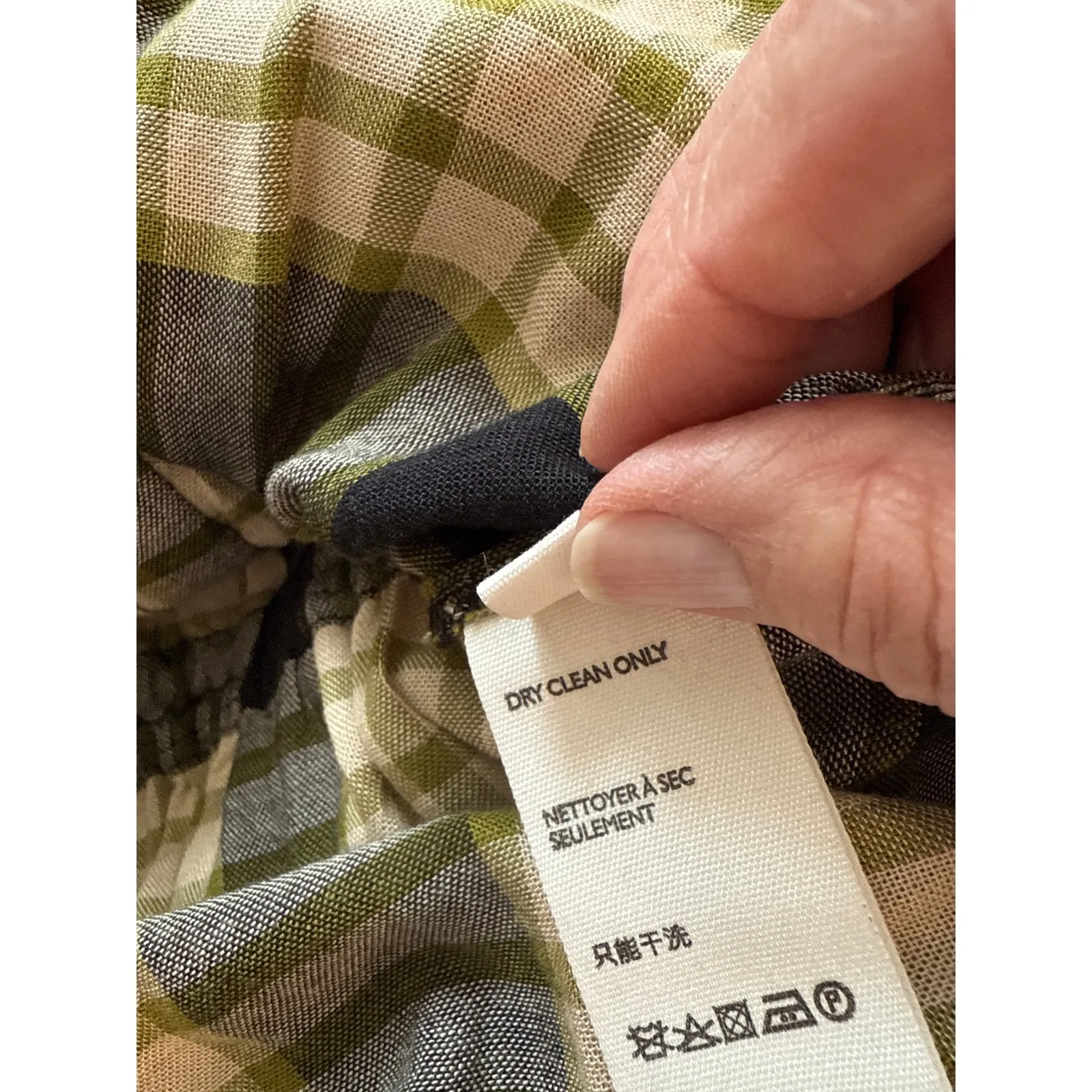 We The Free Ruched Sleeve Fringe Hem Plaid Snap Button Shirt Black Women's Small - Image 5