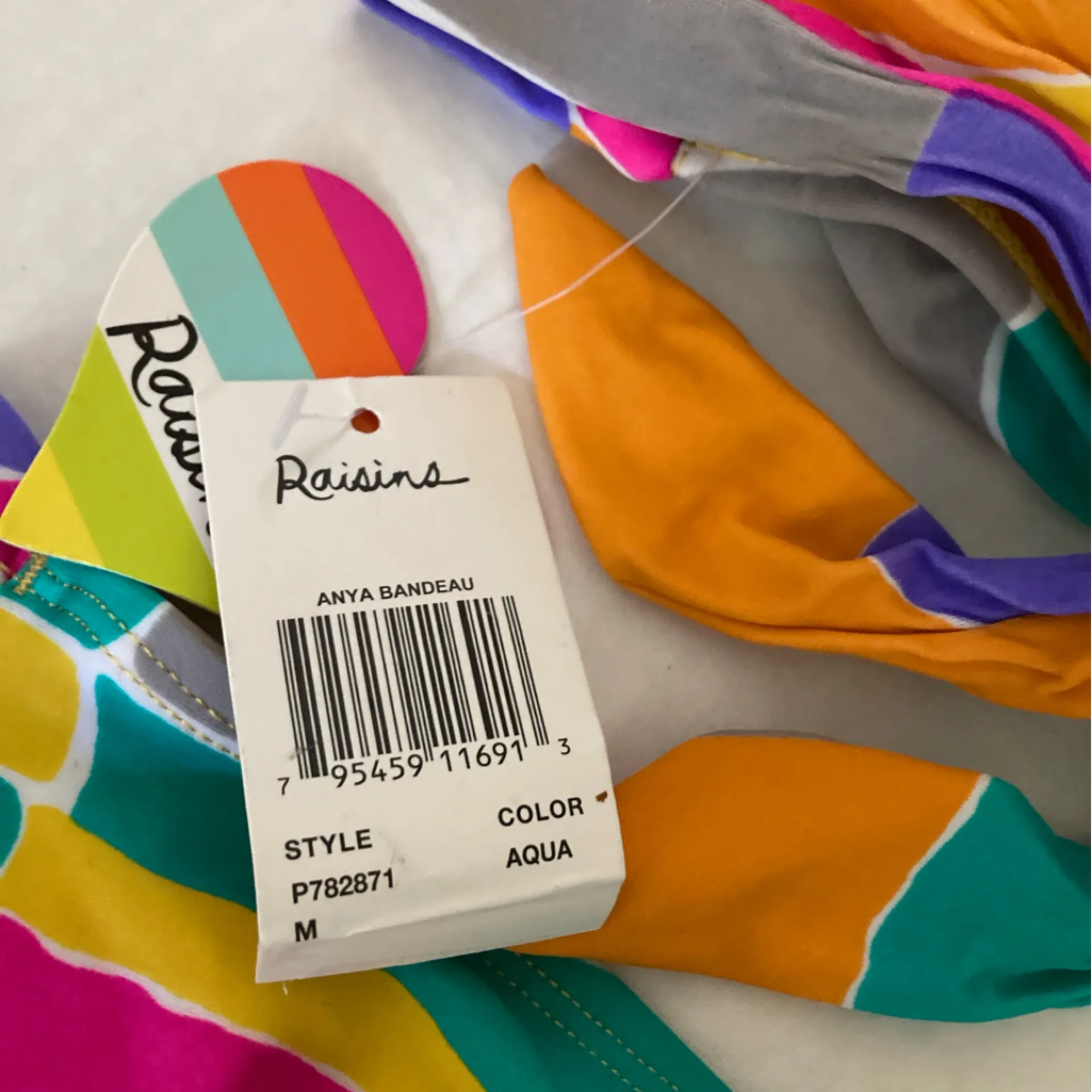 🌞NWT Raisins Multicolor Abstract Print Bandeau Top with Bottoms A - Image 4