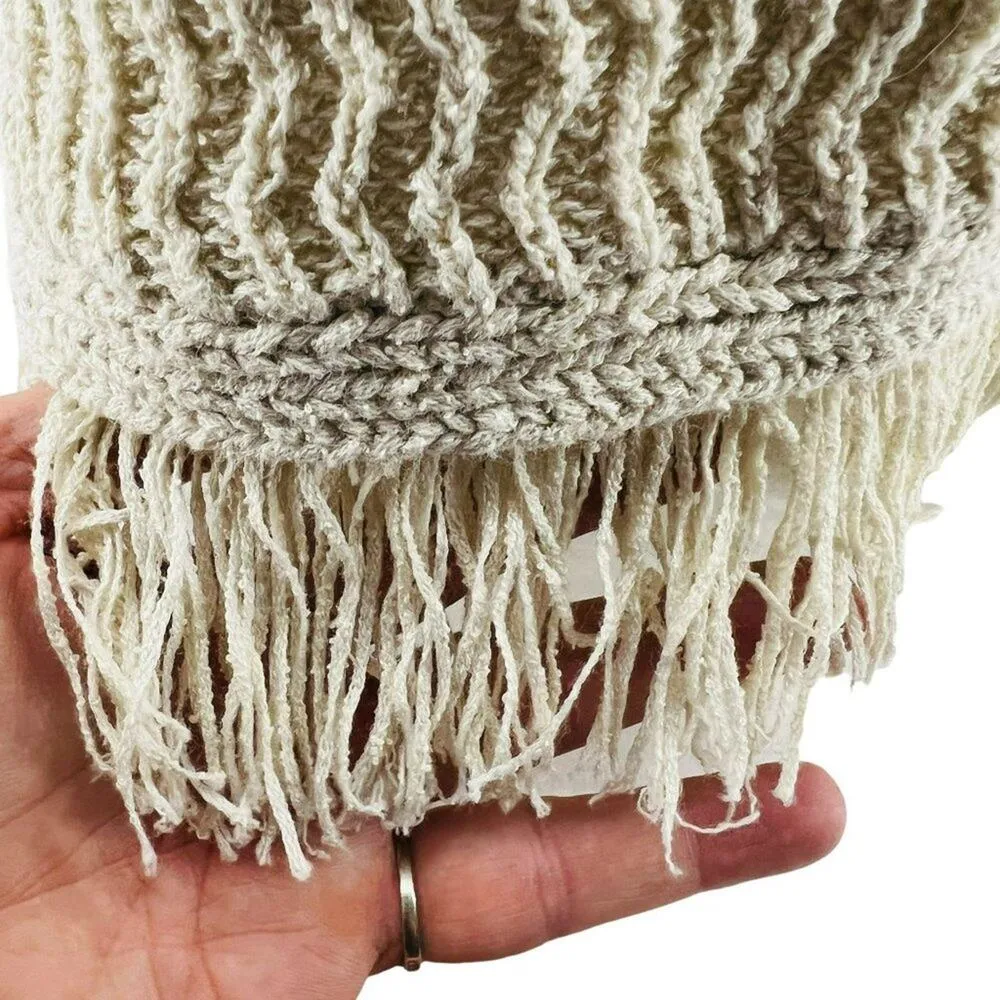 J.Jill Oatmeal Fringe Sweater Tunic Womens Large Causal - Image 2