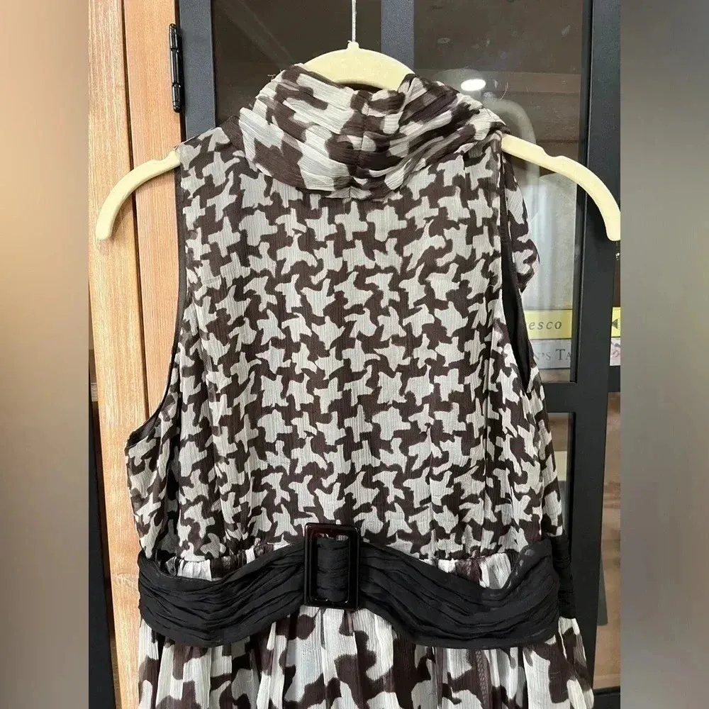 Vintage Zara Silk dress evening formal business high neck flowy elegant neutral - Image 2