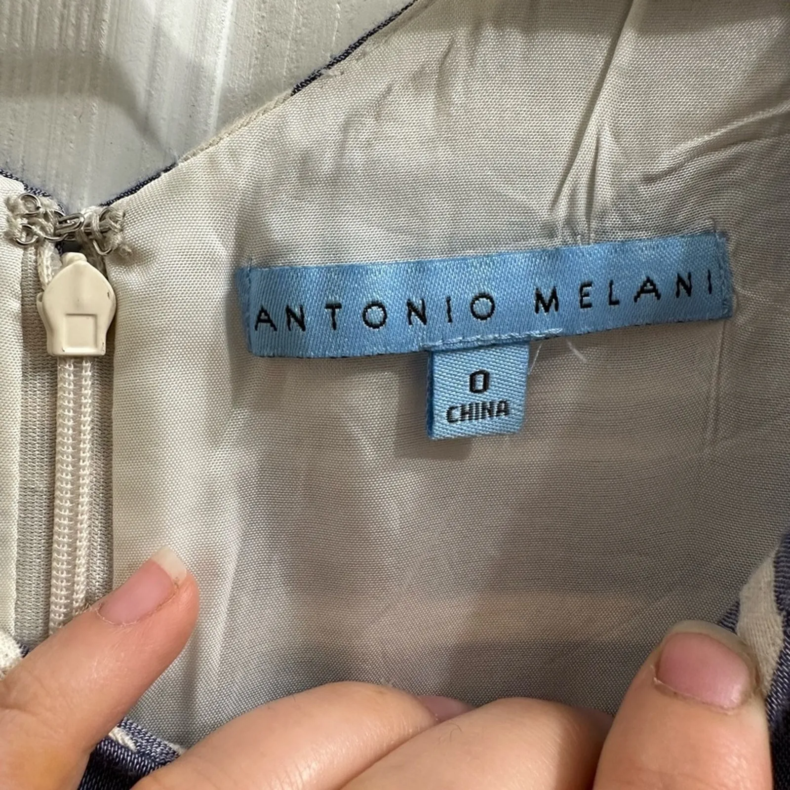 Linen Cotton Blend Antonio Melani Striped Sleeveless Dress 0 XS Natural Fibers - Image 6