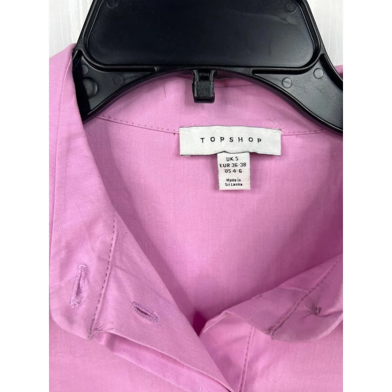 Topshop Shirt Oversized Sz US S 4-6 Pink Collared Long Sleeve Split Back Cotton - Image 5