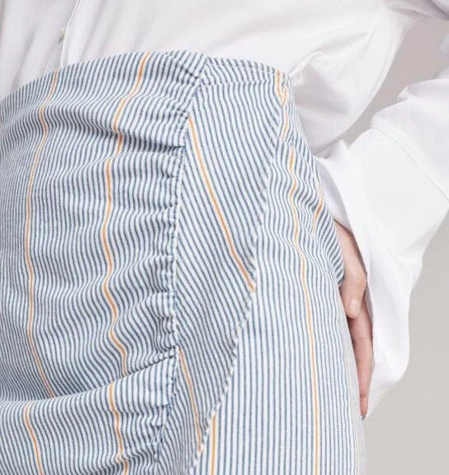 new ✦ Jane Ruffle Stretch Denim Mini Skirt ✦ Blue Ticking Stripe ✦ Size XS ✦ - Image 6