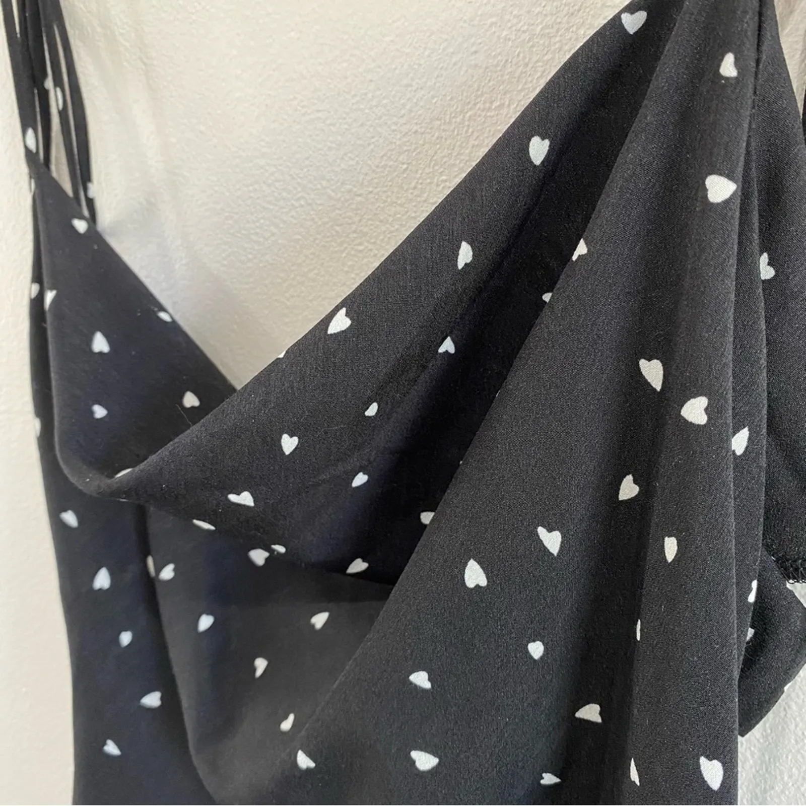 NWT Lioness String Along Mini Dress Black Heart Print Ruched Adjustable 4 - Image 5