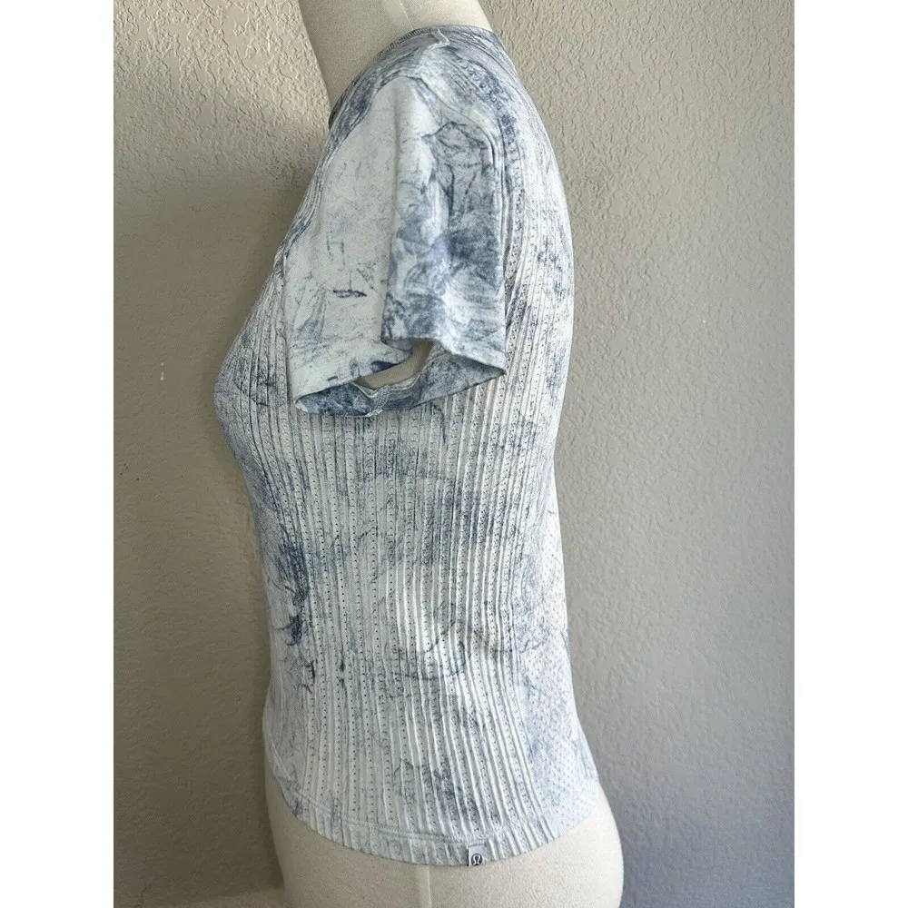 Athletica Train to Be Short Sleeve White Tie Dye Crop Run T Shirt Top - Image 15