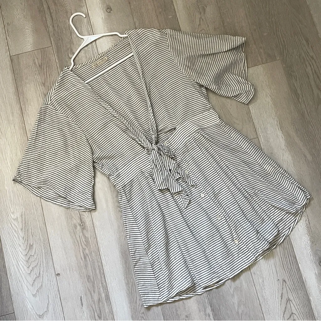 Sur La Cote Striped Dress riviera mini womens Gray Blue (large) resortwear - Image 2