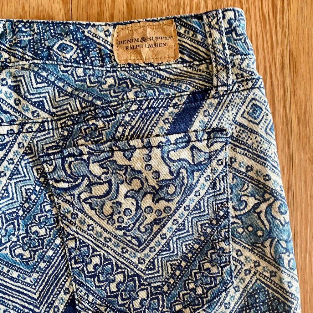 Ralph Lauren Denim & Supply Blue Paisley Maximalist Jeans Pants Womens 28 - Image 12