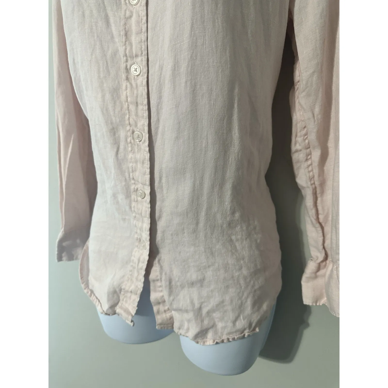 Quince 100% European Linen Long Sleeve Shirt Pale Pink EUC Size S - Image 3