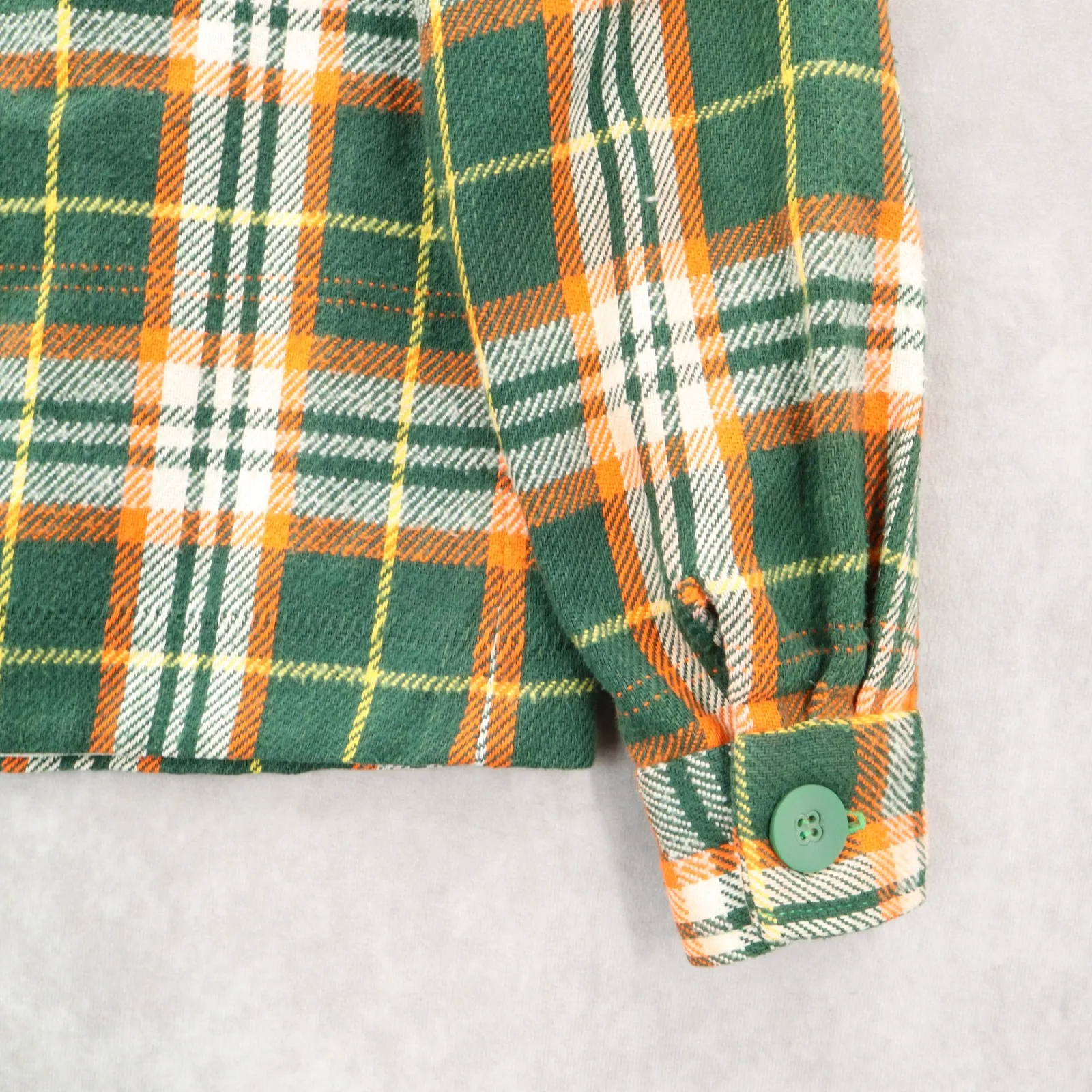 Green Flannel Plaid Long Sleeve Shacket Jacket Western VTG Coat Button Up Small - Image 5