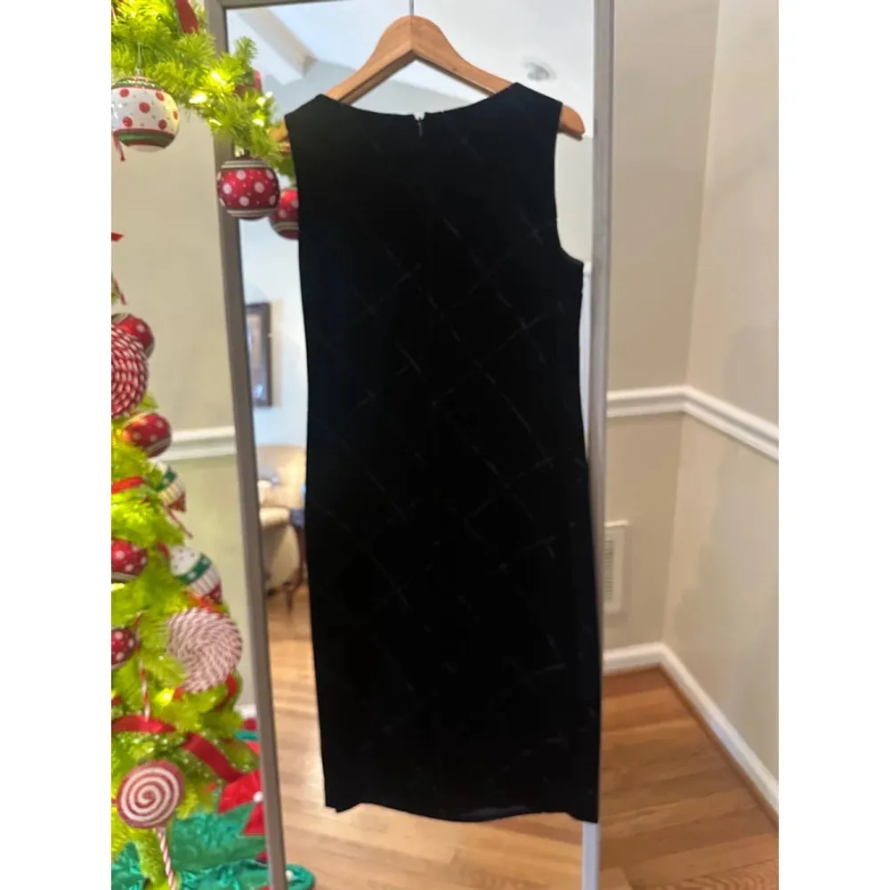 Jones & Co Silk Velvet Midi Dress Women's Black Size 6 - Image 3