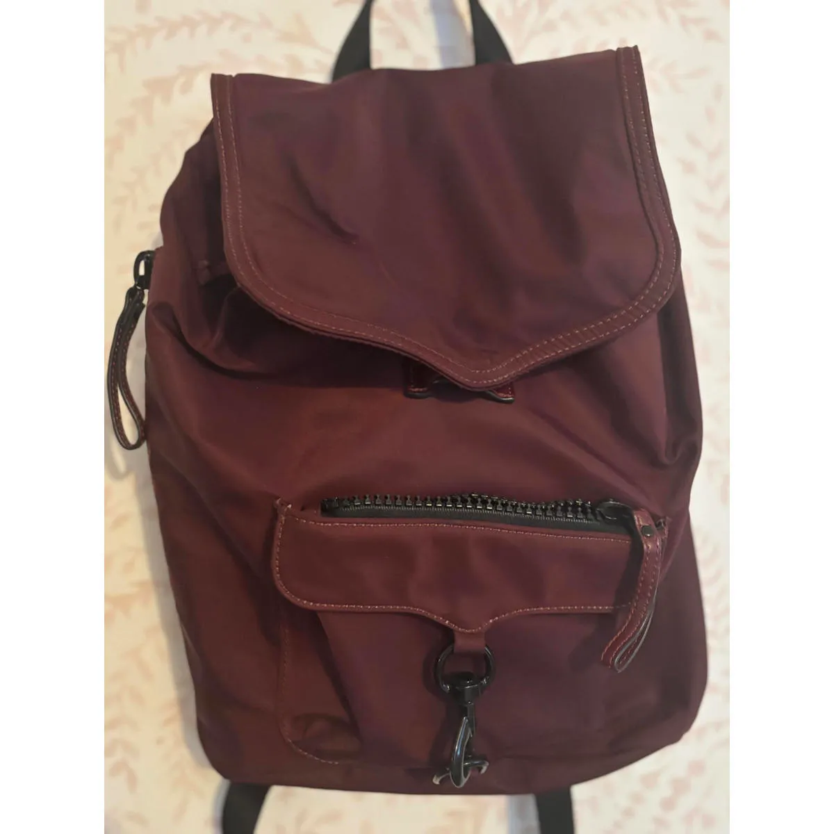 Rebecca Minkoff Maroon Nylon Backpack Pocket  Drawstring - Image 4
