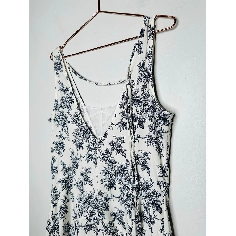 JASON WU White Blue Floral Print Sleeveless Lace Insert Criss Cross Back Dress12 - Image 8