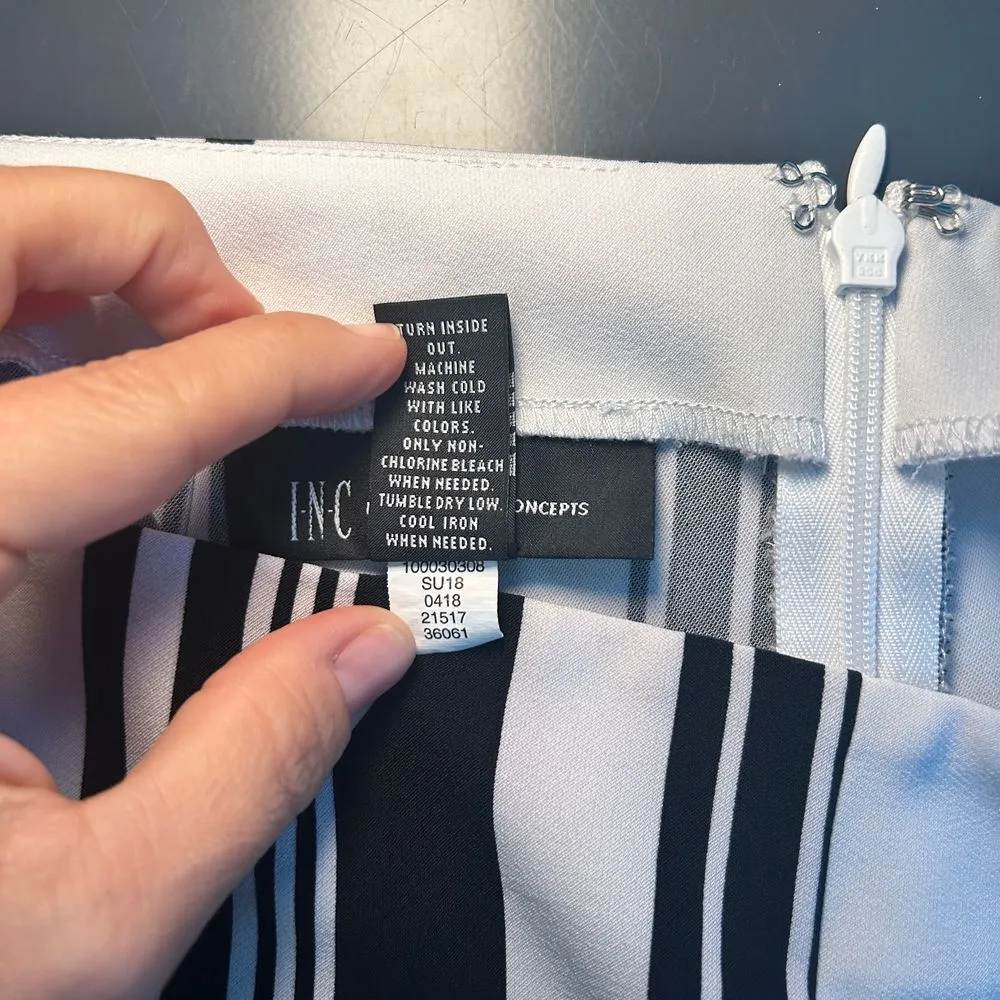 INC‎ International Concepts High Rise Wide Leg Pants Faux Wrap Striped Sz 6 Blue - Image 7