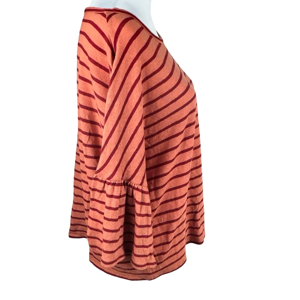 NWT Madewell Sweet Dahlia Oversized Orange Red Striped Bell Sleeve Tee Shirt Top - Image 6