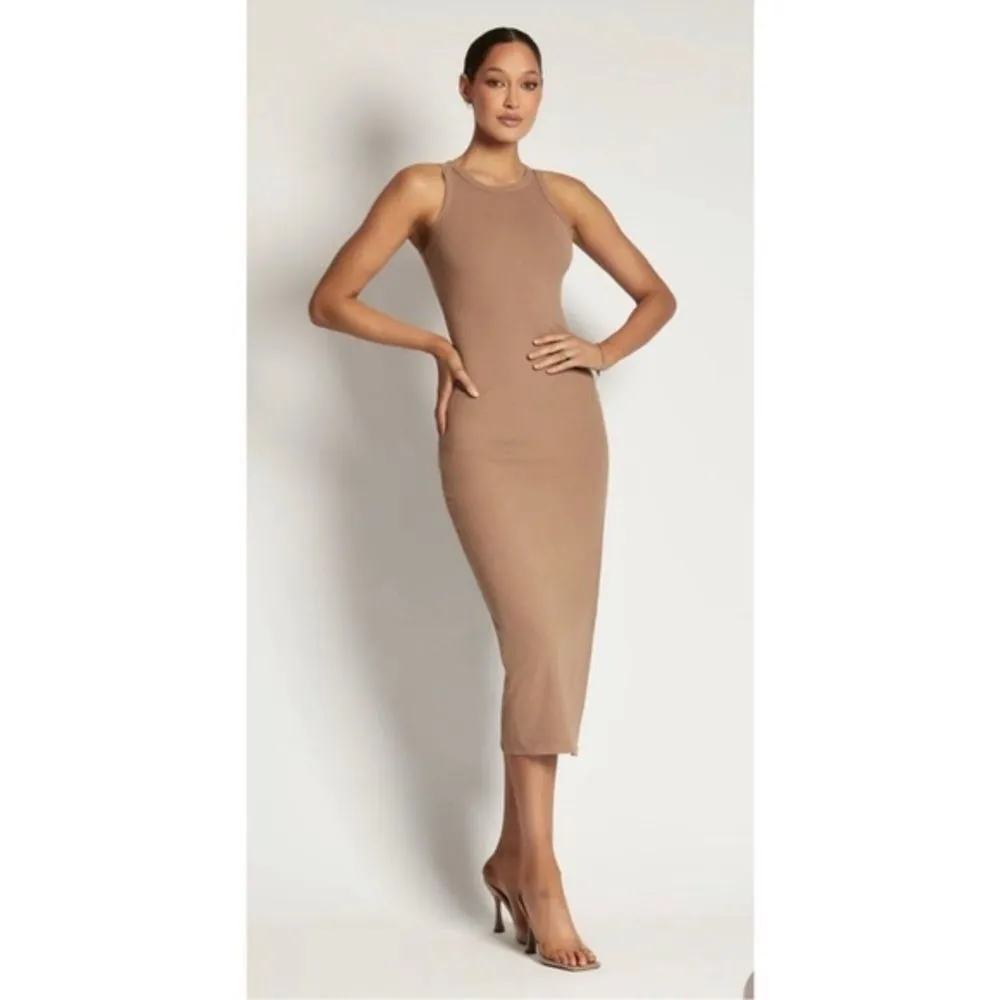 ✨MESHKI Viola Ribbed Racer Back Tank Midi Latte Sz Large Dress✨ - Image 10