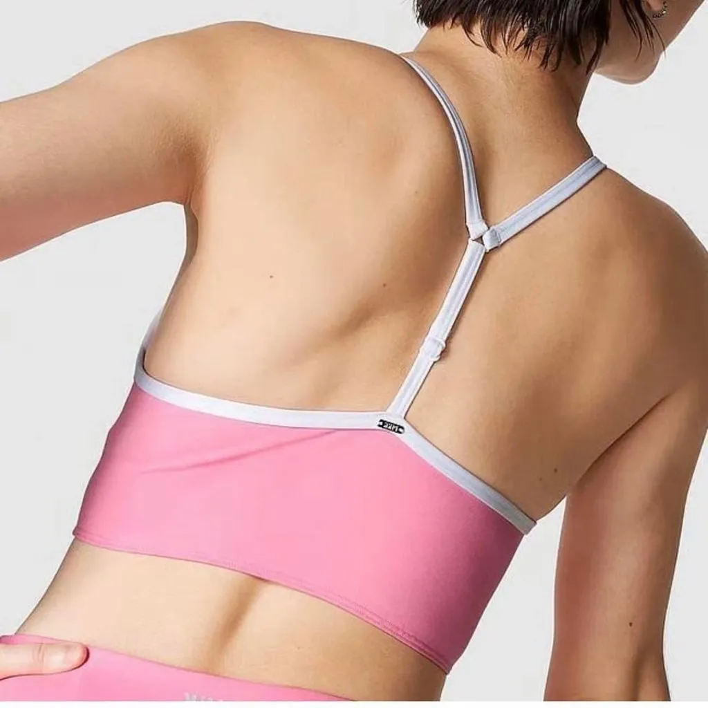 PINK Victoria's Secret Pink and White Strappy Top - Image 9