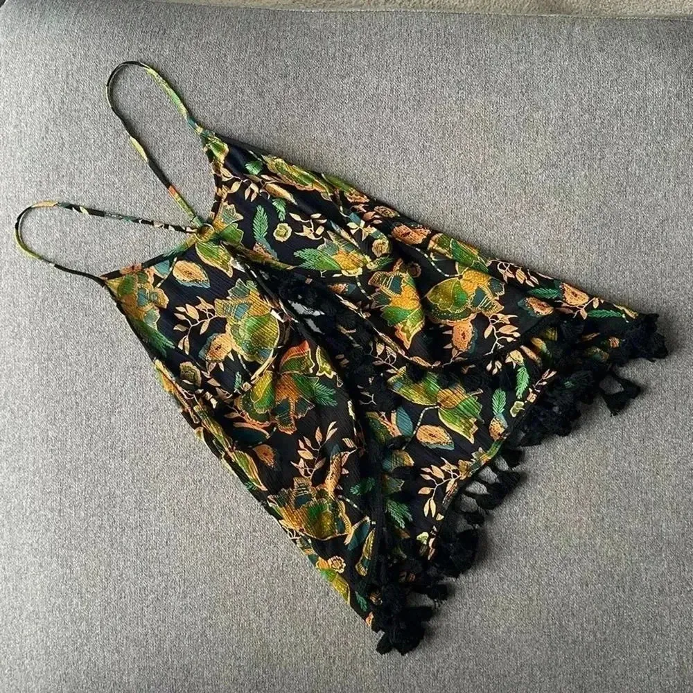 Anthropologie RAGA Flowy Floral Tassel Fringe Open Back Tank Small NWT - Image 5