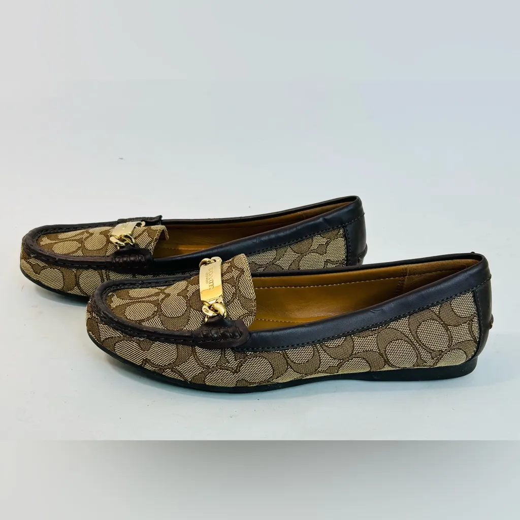 Coach “Olive” Signature Brown Driving Moccasin Loafer, Jacquard Canvas, size 8.5 - Image 7