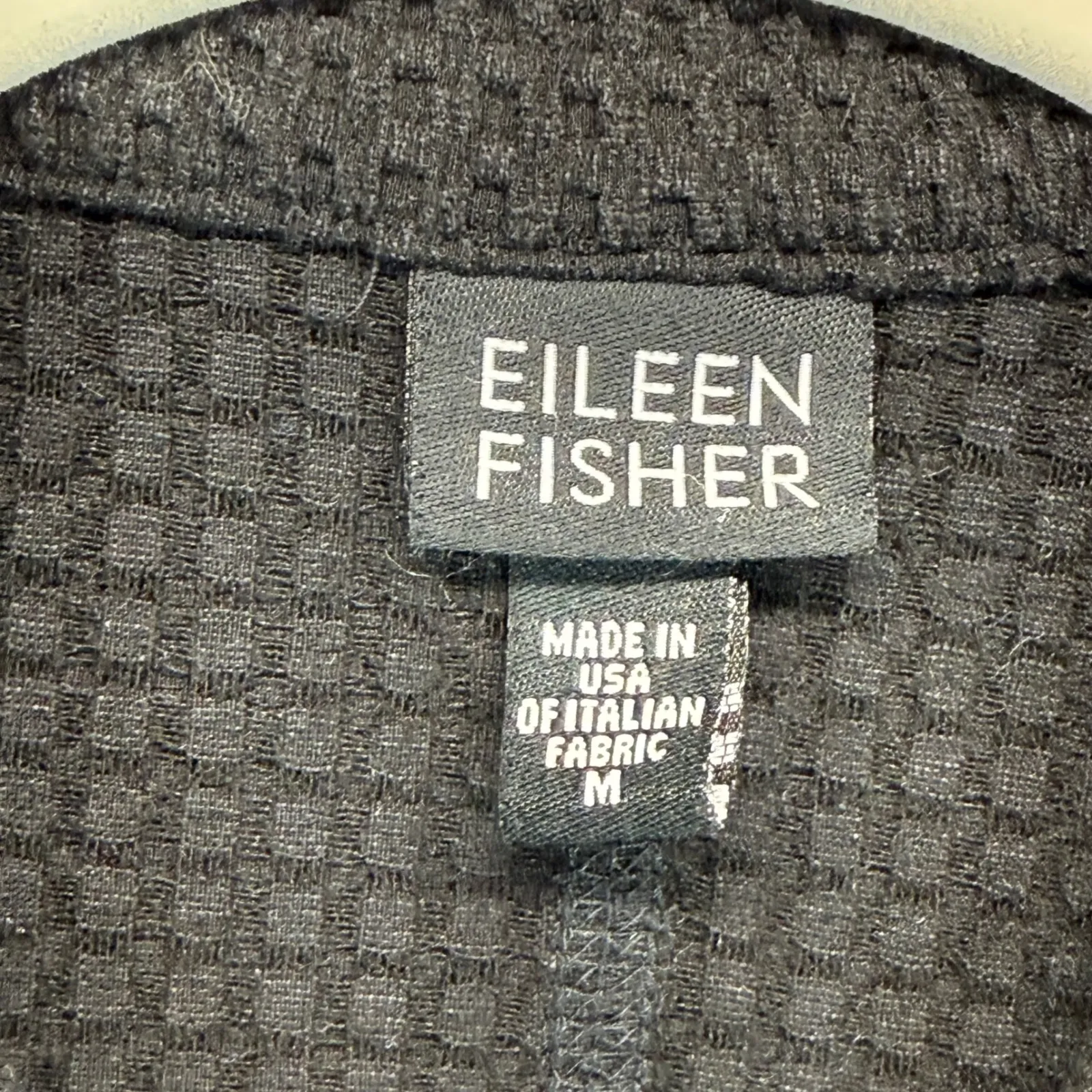 Eileen Fisher Black Textured Knit Jacket Made in USA Italian Fabric‎ M - Image 4