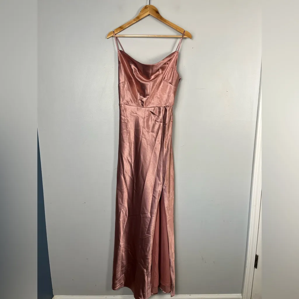 Birdy Grey Lisa Dress in Shiny Satin Desert Rose size small maxi dress - Image 3