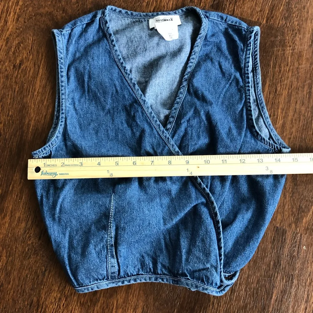 Vintage Denim wrapped cropped vest top - Image 5