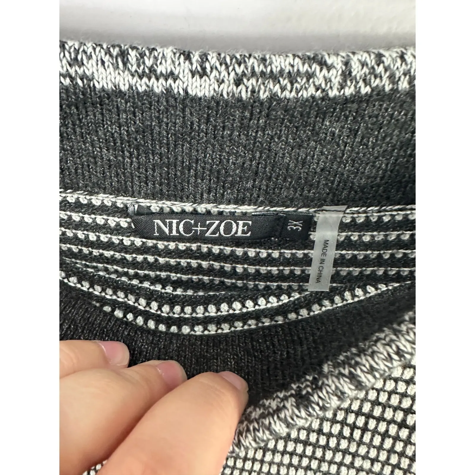 Nic + Zoe Womens‎ Textured Knit Midi Skirt Size 3X Black Geometric Career Chic - Image 3