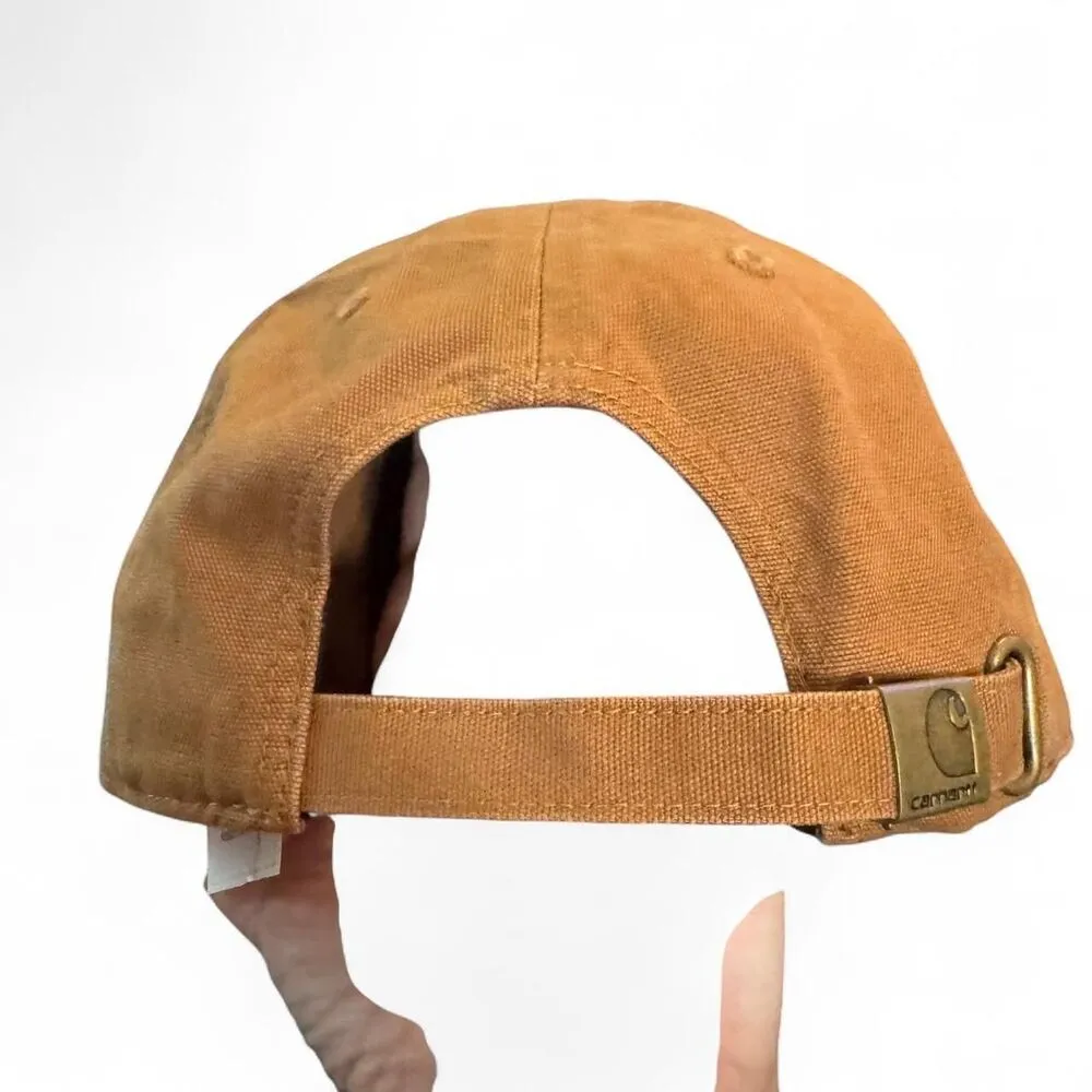 Carhartt Women's Tan adjustable baseball cap with gray embroidered floral logo - Image 4