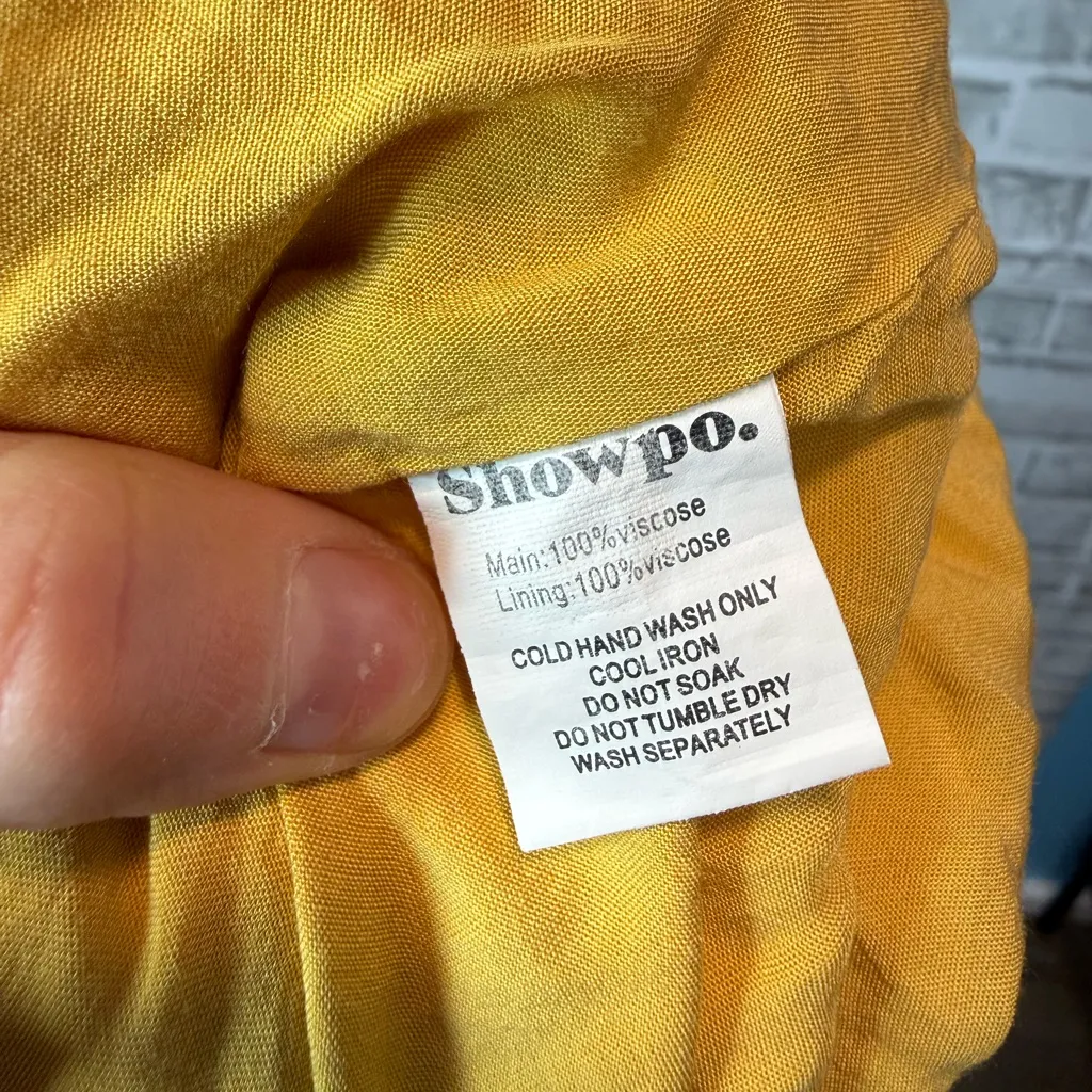 Showpo Yellow & Orange Floral Babydoll Flowy Halter Maxi Dress Women's 8 - Image 9