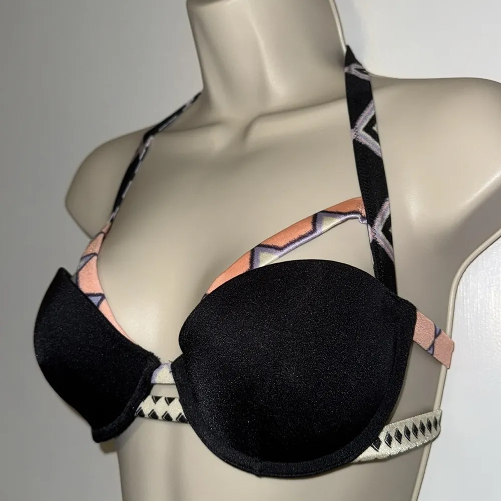 Victoria's Secret 34B Push Up Bikini Swim Top w Multicolor Print Straps - Image 2