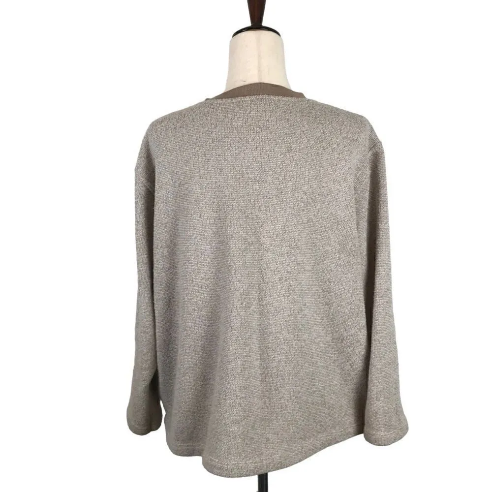 Vintage Y2K Bon Worth birds of winter Christmas button up grannycore cardigan PL Tan Size L - Image 4