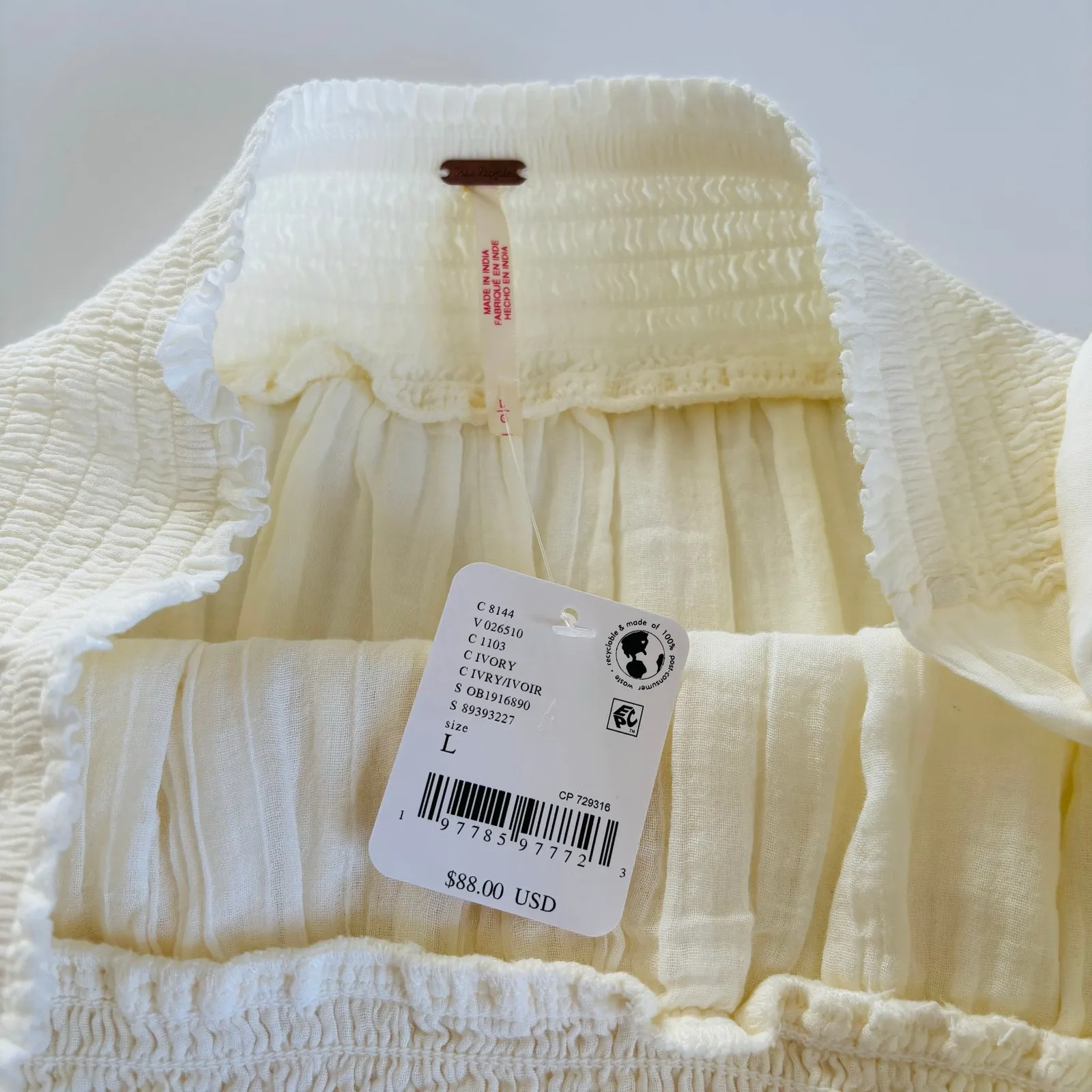 Free People Feelin' Fancy Strapless Cotton
Romper Ivory Women’s Large NWT Boho - Image 3