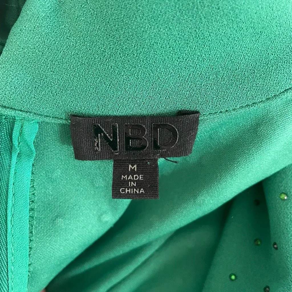 NBD Simone High Neck Cut Out Dress Green M - Image 10