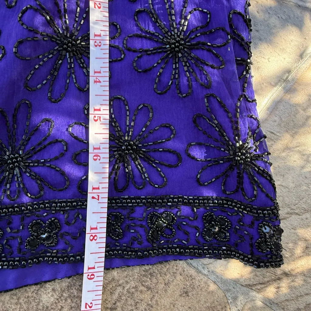 Stenay Jacket Royal Blue Purple ? Silk Black Bead Long Sleeve Lined Size M Size M - Image 7