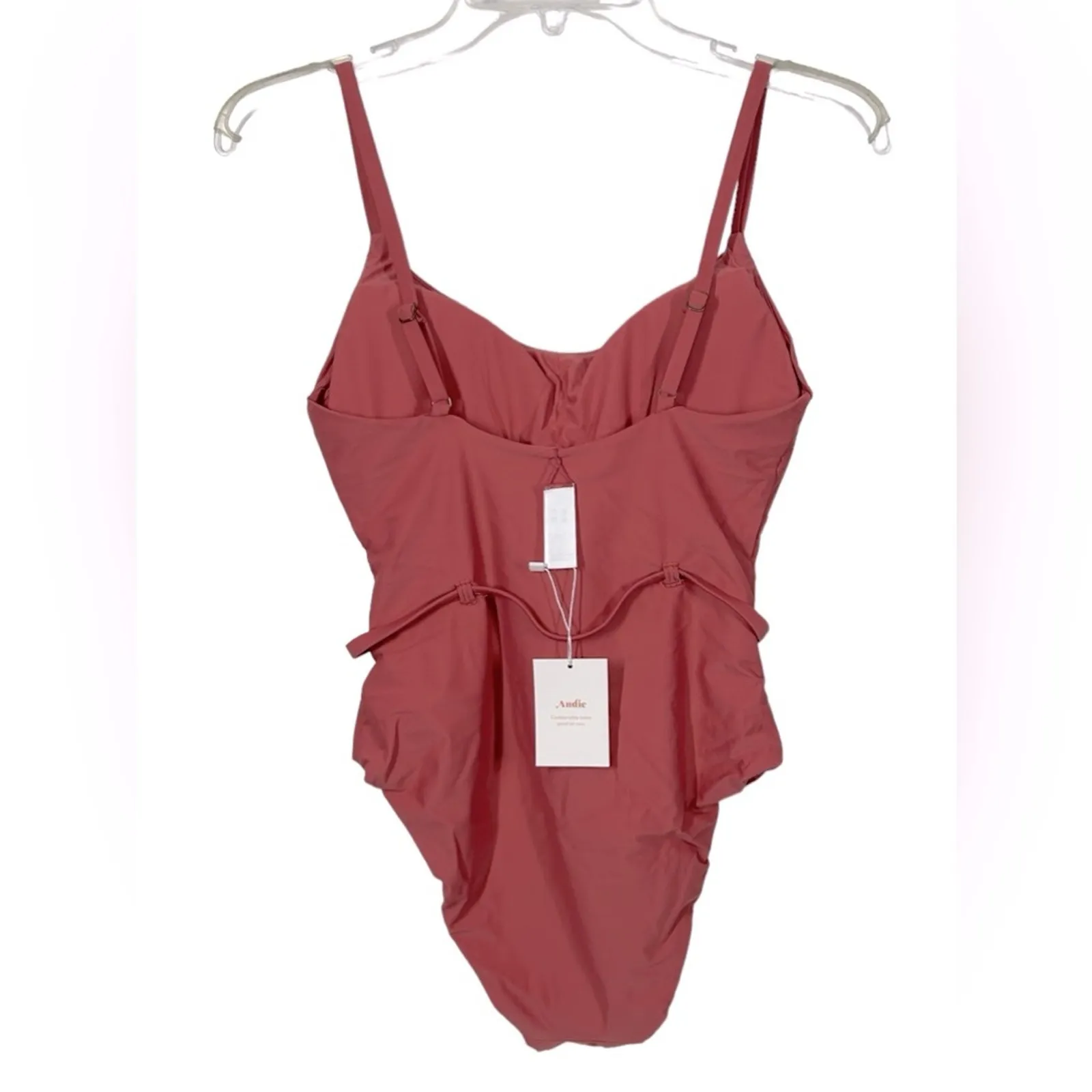 Andie Swim The Riviera Punch Belted One Piece Swimsuit NWT Size Medium Pink - Image 6