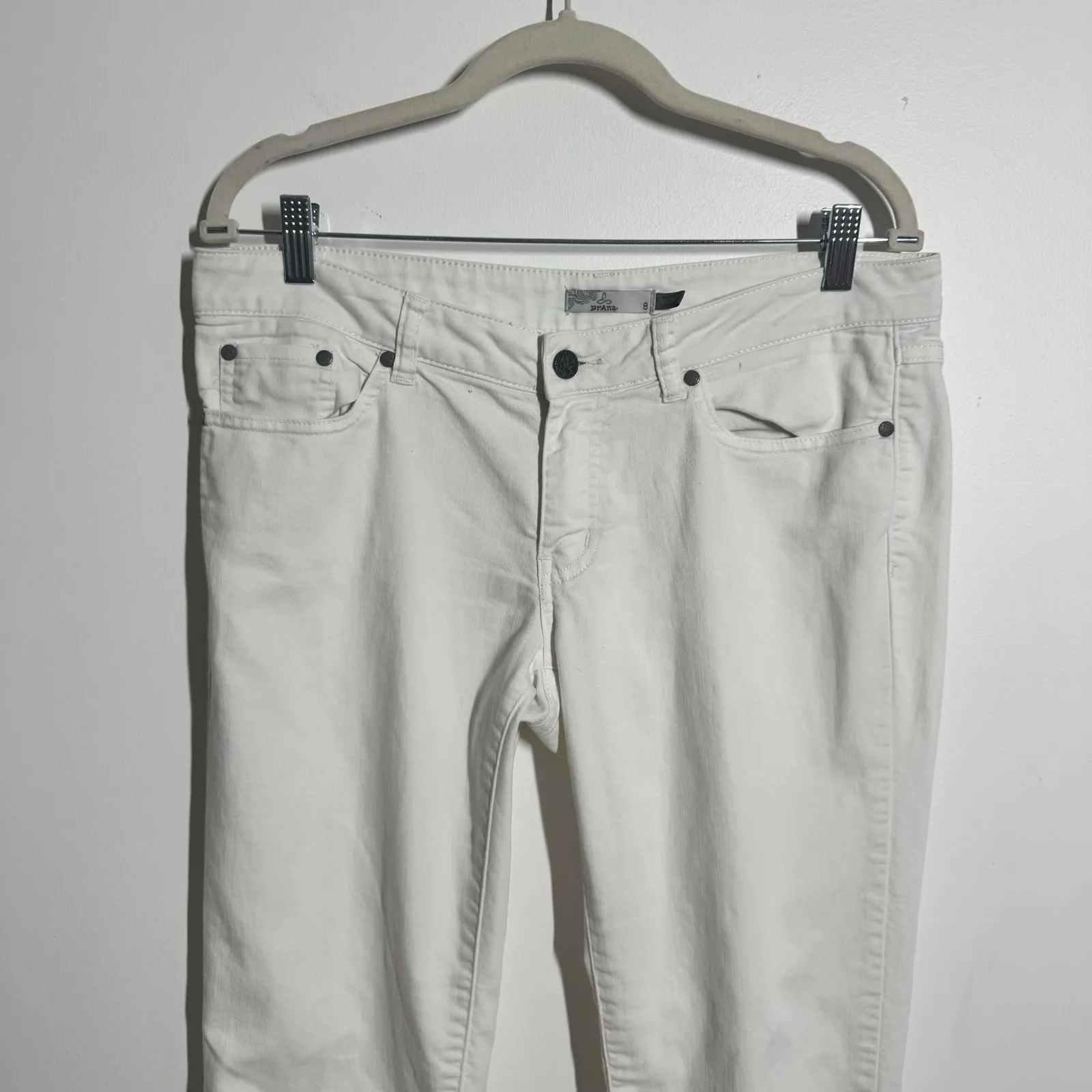 Prana Minimal Stretch Jean Pant Women 8 White Preppy Casual Modest Spring Coast - Image 3