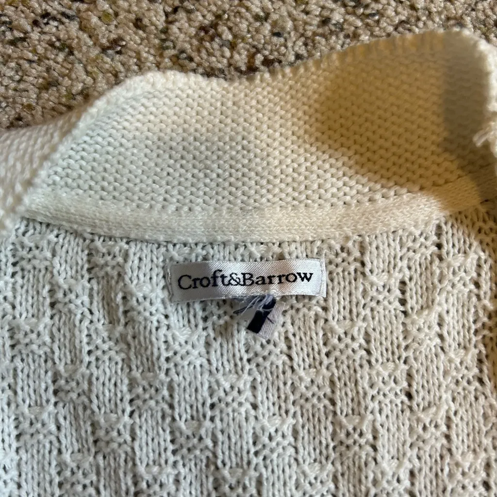 Croft & Barrow Cream Open-Knit Cardigan - Image 2