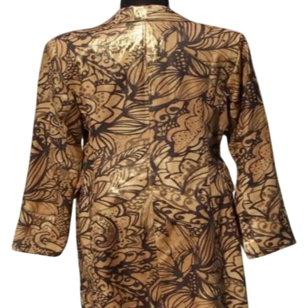 Cache Textured Linen Metallic Coat Jacket Top Lined New Gold Brown $198 NWT - Image 7