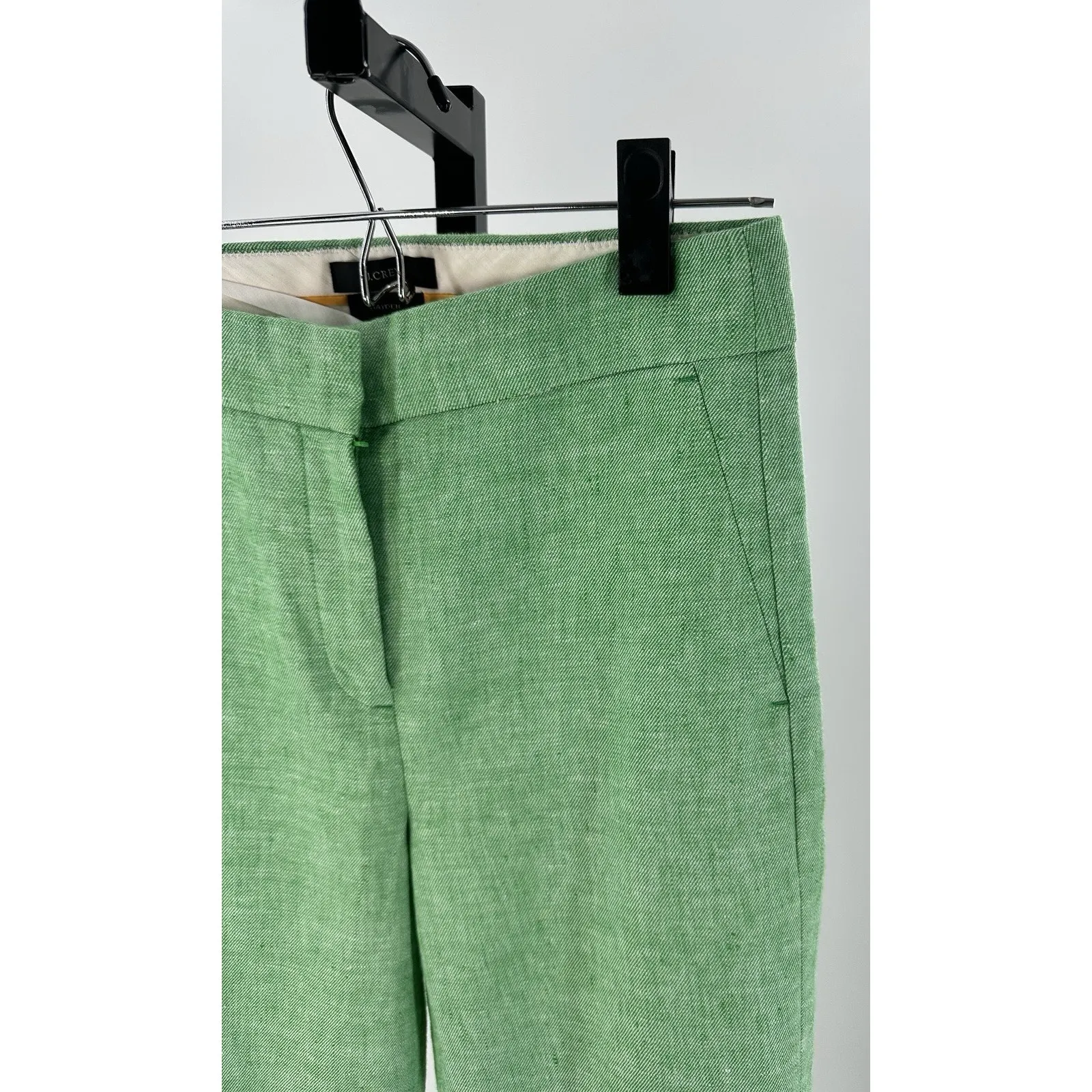 J.Crew Hayden Green Linen Blend Cropped Pants Women’s Size 0 Summer Trouser - Image 2