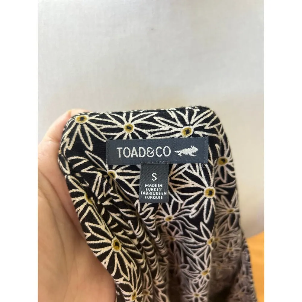 Toad & Co Black & Yellow Daisy Print Short Sleeve Outdoor Dress - Image 6
