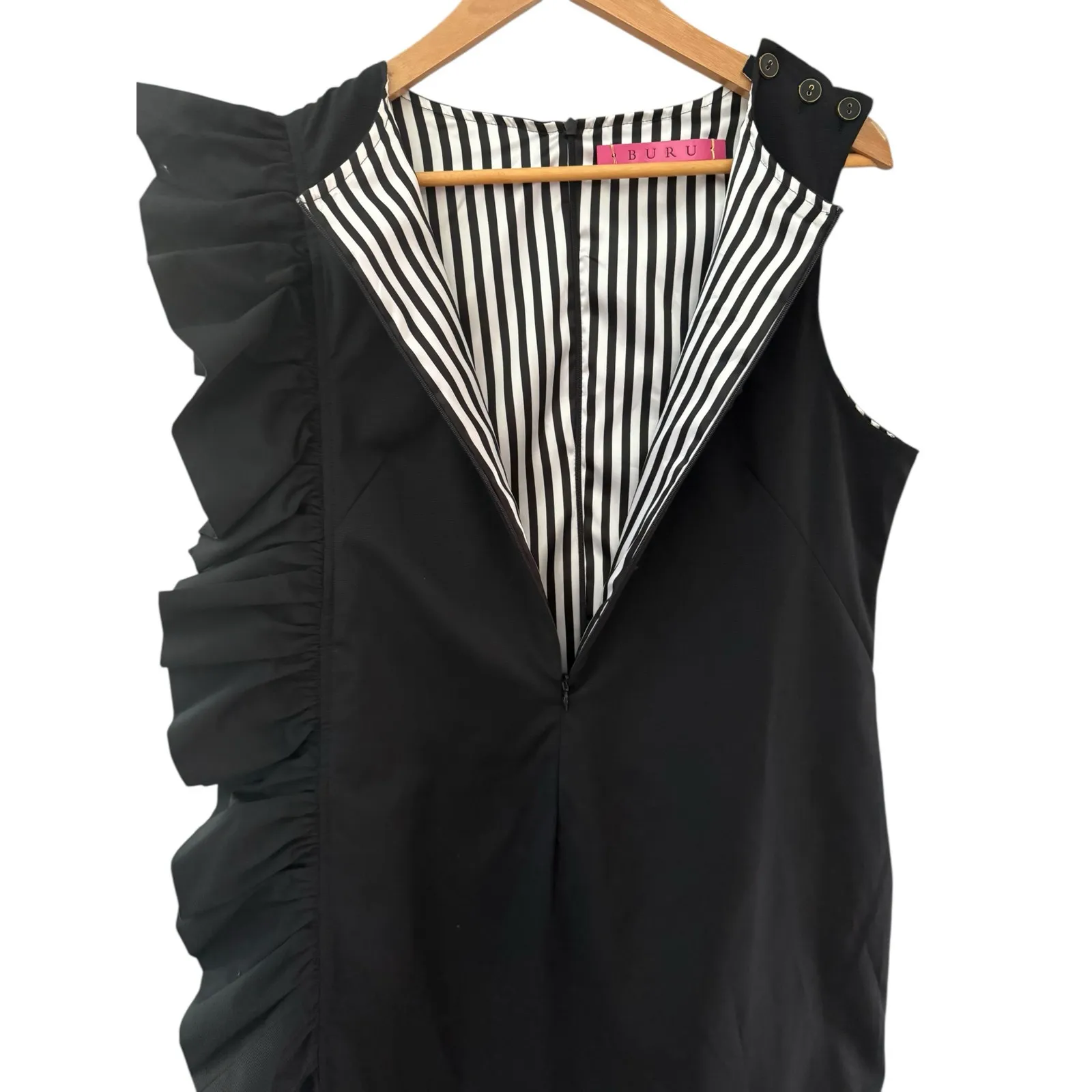 BURU Midnight Black Anniversary Ruffled Mini Dress‎ Size Large - Image 11