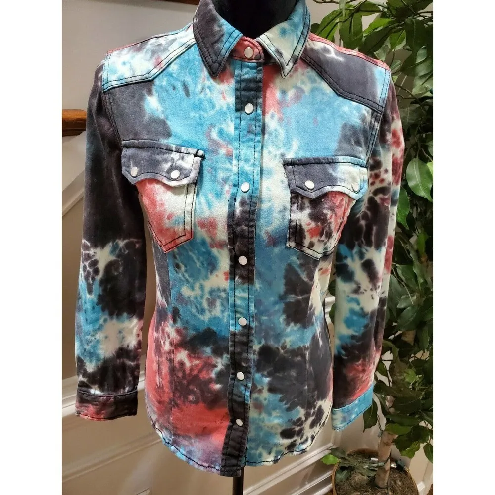 Monkey Ride Jeans Women's Multicolor Cotton Long Sleeve Collared Casual Jacket M Size M - Image 2